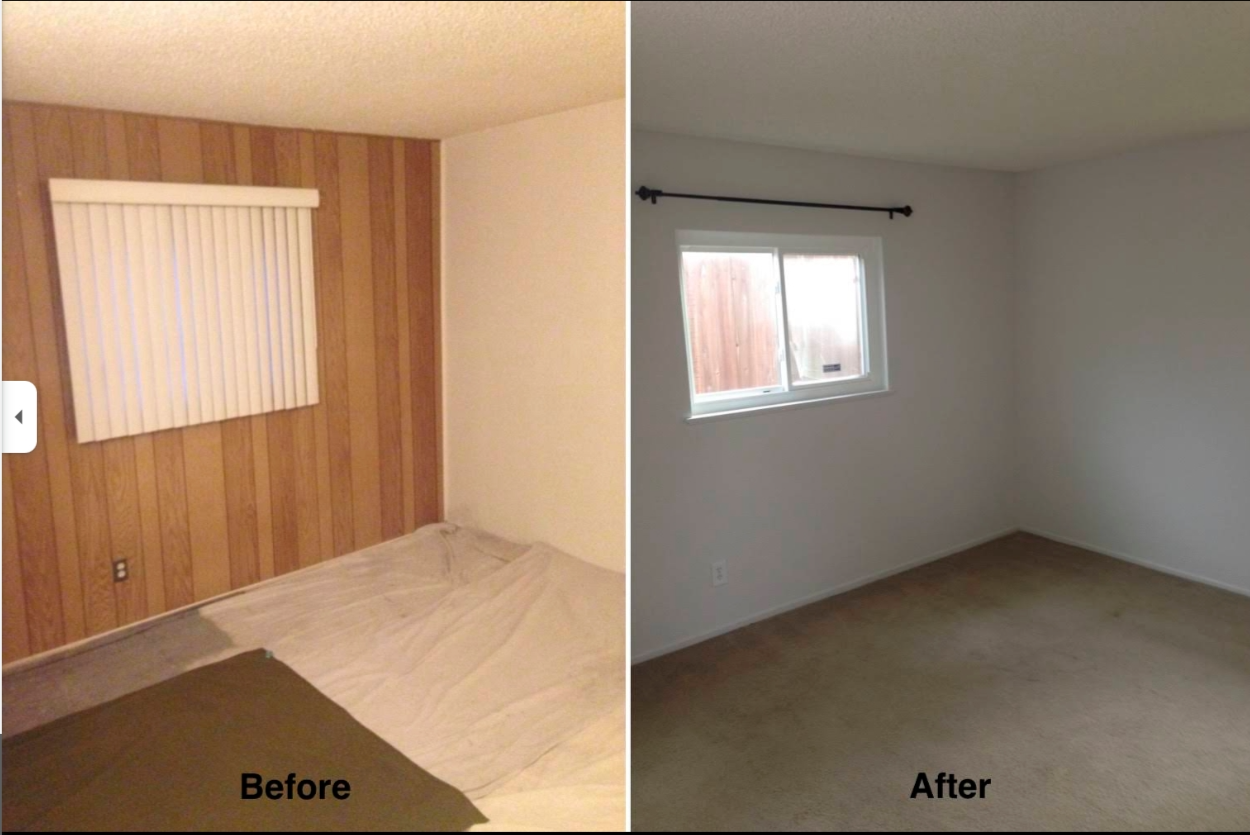 Bedroom Wall Resurface — before and after