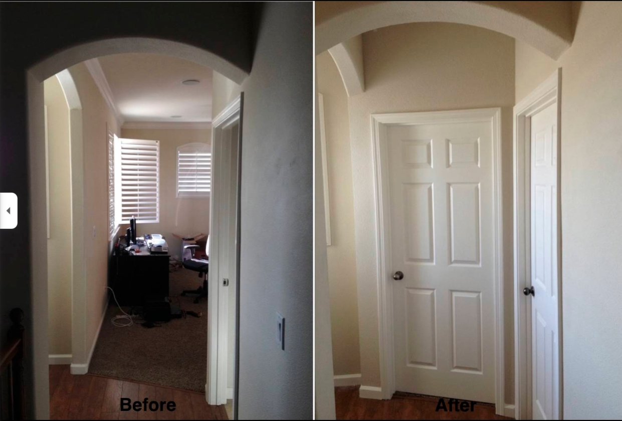 Hallway Door & Trim Build — before and after